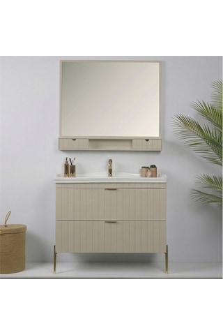 Kobos Noble 100 Cm Banyo Dolabı Seti Luna Gri
