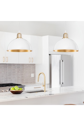 Haus Yarım Küre Beyaz İçi Gold Abs Altın Kuka Süslü Sarkıt Mutfak Salon Avize Kafe Kuaför Aydınlatma Beyaz