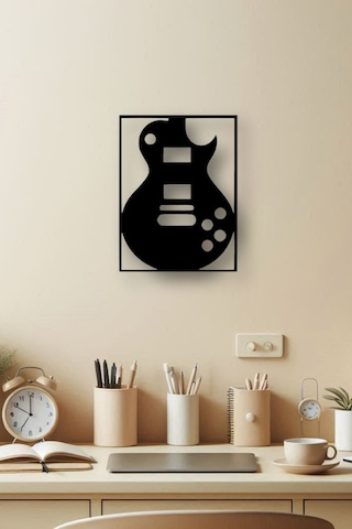 Ahşap Tablo Dekoratif Duvar Süsü Ev Ve Ofis İçin Müzik Ve Gitar Temalı