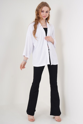 Bigdart 5862 Örme Kimono - Beyaz 001