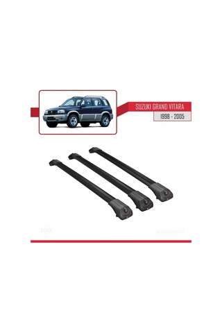 Suzuki Grand Vitara 1998-2005 Arası İle Uyumlu Ace-1 Ara Atkı Tavan Barı Siyah 3 Adet Bar