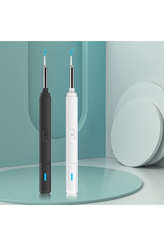 Geeksen Kameralı Kulak Temizleyici Seti - Hd Görüntü, 6 Led Işık, 6 Farklı Spoon, Akıllı Uygulama İle Foto/video Çekimi, Siyah