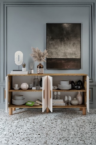 Flora Bohem Konsol 4 Kapaklı Mdf Mebran Kapak 160 Cm Modern Salon Konsolu Aytaşı Ceviz Ceviz - Aytaşı