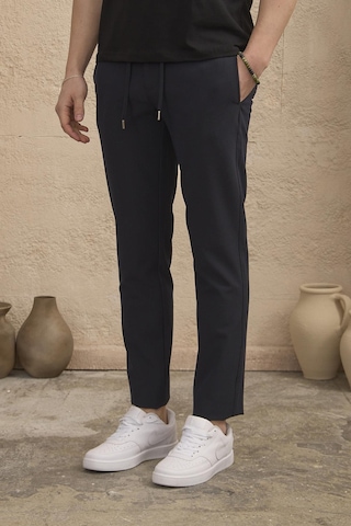 Braccas Erkek Slim Fit Beli Bağlamalı Dokulu Lacivert Pantolon Lacivert