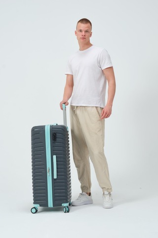 Keo-plus Gri-turkuaz Büyük Boy Silikon Kırılmaz Pp Valiz Gri - Turkuaz