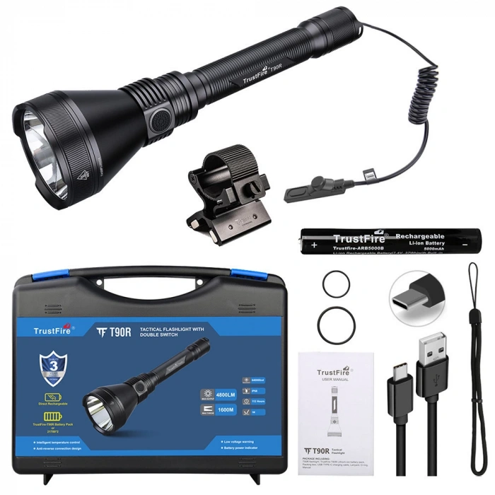Trustfire T90r Taktikal Fener 4800 Lümen Siyah