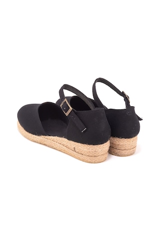 Star Tombis Gerçek Elişi Hasır 3cm Topuklu Bantlı Günlük Kız Çocuk Espadril Handmade Siyah