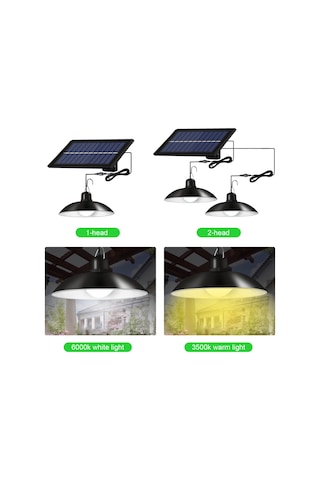 Symbee Güneş Enerjili Led Avize, İç/ Dış Mekan Kullanıma Uygun, Tek Kafa, Uzaktan Kumandalı, Islak Işık 3500k Sıcak Beyaz