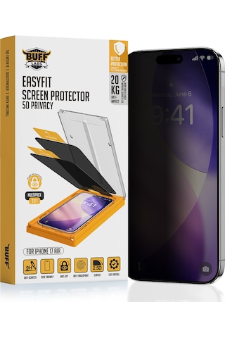 Buff Apple Uyumlu   iPhone 17 Air 5d Privacy Easyfit 2 Adet Ekran Koruyucu