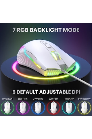 Onıkuma Cw905 Rgb Aydınlatma Kablolu Fare Beyaz Diğer