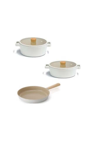 Neoflam Fika Cam Kapaklı Alüminyum Döküm 5 Parça Tencere Seti