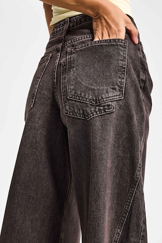 it's basic Kadın Koyu Kot Rengi 4s6-156 Süper Palazzo Fit Yan Detaylı Tasarım Denim Jean