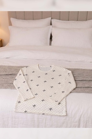 Kadın Pamuklu Desenli Kaşkorse Pijama Takımı Desen 1