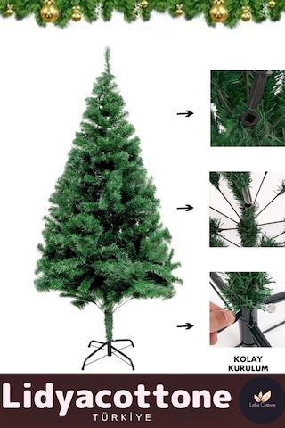 Noel Paketi Kutu Süsleme Seti Yılbaşı Çam Ağacı Renkli Işığı Yeni Yıl Dekorasyon Kutlama 90cm 80 Dal Standart