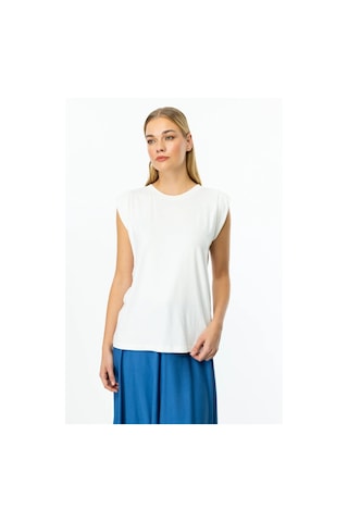 On Fashion Omuzları Vatkalı Kadın Kolsuz Bluz 25y.on.blz.51486.01 Ekru