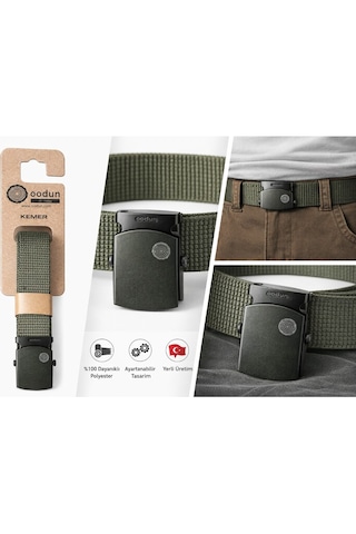 Oodun Unisex Ayarlanabilir Kemer 120 Cm Dayanıklı, Hafif, Outdoor & Günlük Kullanım Haki