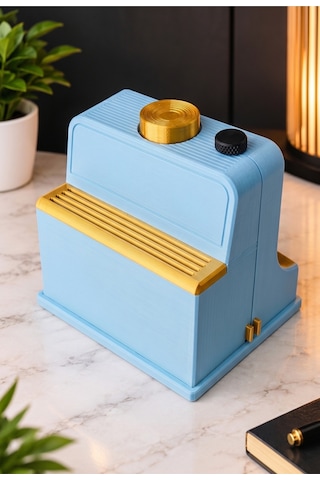 Sincara Home Coffee Print Kahve Üzeri Desen Yapma Makinesi Latte Art Ve Kahve Köşesi Aksesuarı 3d Baskı Kahve Sunumuna Yeni Bir Devrim Mavi - Altın