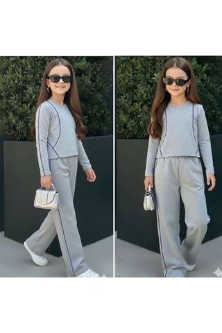 Kız Çocuk Oversize Tarz Takım - 6/15 Yaş - 31544 Gri