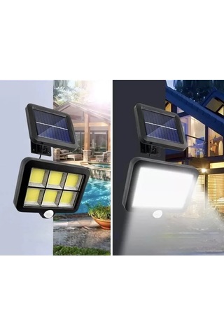 Jenerik 120 Cob Led Solar Panelli 3 Modlu Duvar Lambası Uzaktan Kumandalı Mz-302k Çok Renkli