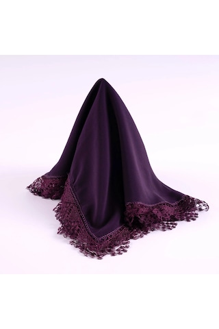 İğne Oyalı Şal Namaz Örtüsü, 144x68 Cm. Mor Mor