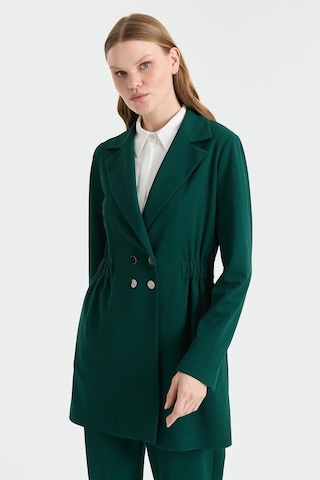 Esswaap Beli Büzgülü Ceket Pantolon Takım Zümrüt Zümrüt