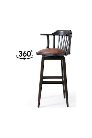Arven Döner Ahşap Bar Sandalyesi Siyah