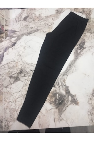 Kadın Siyah Penye Pamuklu Büyük Beden Battal Yüksek Bel Pamuklu Tayt Pts SiYAH