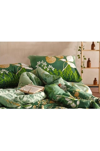 Doqu Home Saten Nevresim Takımı Çift Kişilik Rose Glow Yeşil
