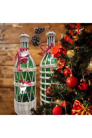 Noel Temalı Işıklı Bambu Şişe