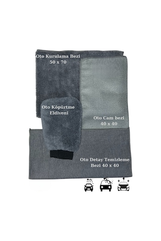 4'lü Mikrofiber Oto Yıkama Araba Kurulama Seti