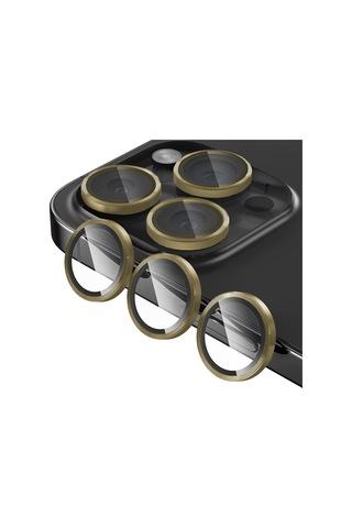Buff Apple Uyumlu iPhone 15 Pro Max / 15 Pro Kamera Metal Lens Koruyucu Gold