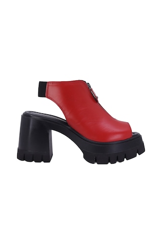 Albishoes Albini 2610911 Hakiki Deri Kadın Topuklu Sandalet Kırmızı