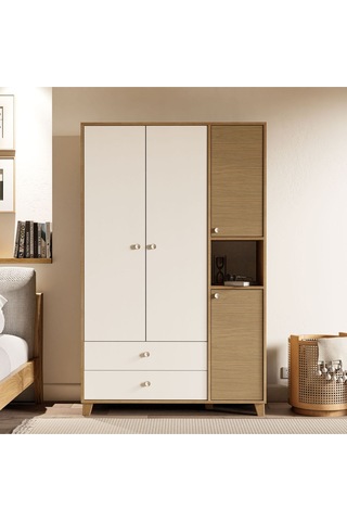 Mezza 3520 Lisa 4 Kapılı Gardırop Sepet - Yunus - Beyaz