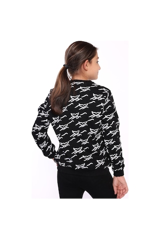 Toontoy Kız Çocuk Komple Balık Kuyruğu Baskılı Sweatshirt Siyah