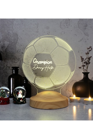 3D Led Lamba 3 Boyutlu Futbol Topu Kişiye Özel Hediye Gecelambası
