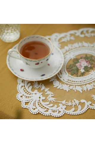 Yifomall Elegant Tül Kumaş Peçete Seti, 30x41cm, 2 Adet, Krem Rengi, Dekoratif Sofra Aksesuarı Bej