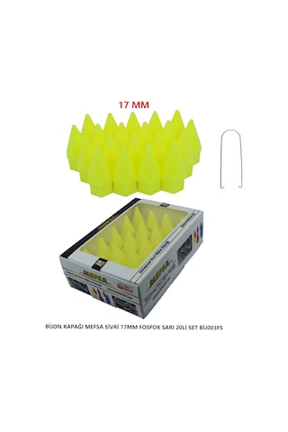 Bijon Kapağı Sivri 17 Mm Fosfor Sarı 20 Li Set