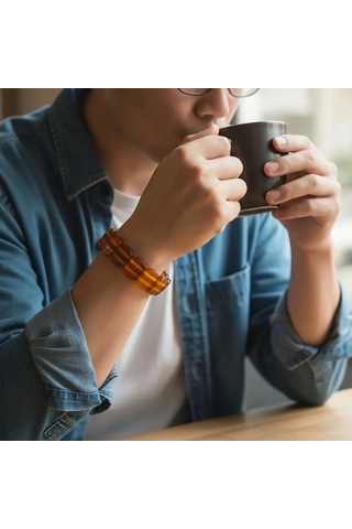 Aslan Tespih Yetişkin Ateş Kehribar Bal Rengi Unisex Yetişkin Kehribar Bileklik Koyu Sarı