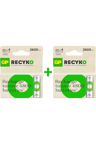 GP ReCyko 2700 Serisi 2600 mAh AA Ni-MH Şarj Edilebilir Kalem Pil 4 x 2'li
