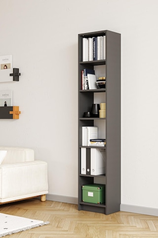 Bili Kitaplık 5 Raflı Dar Çok Amaçlı Ofis Salon Kitap Dosya Rafı Antrasit Antrasit