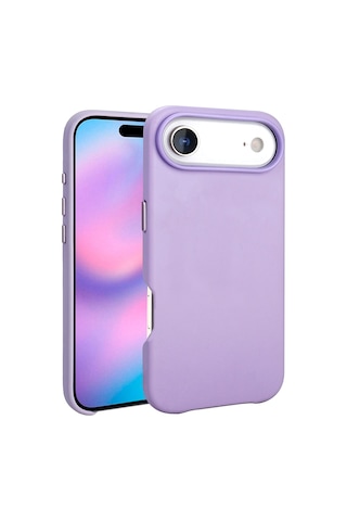Apple Uyumlu iPhone 17 Air Kılıf M-safe Şarj Özellikli Pu Deri Görünümlü Mkst Kupra Kapak - Mor Mor