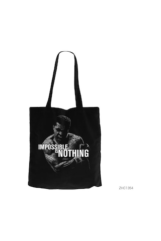 Muhammed Ali Impossible Is Nothing Siyah Kanvas Bez Çanta Siyah