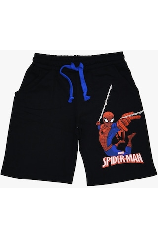 Erkek Çocuk Beyaz Renk Spiderman Örümcek Adam T-shirt ve Siyah Renk Şort Alt Üst 2 Parça Takım Beyaz