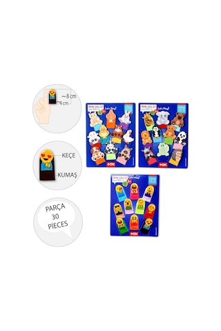 3 Set - 30 Parça Tox Evcil . Vahşi Hayvanlar Ve Emojiler Parmak K