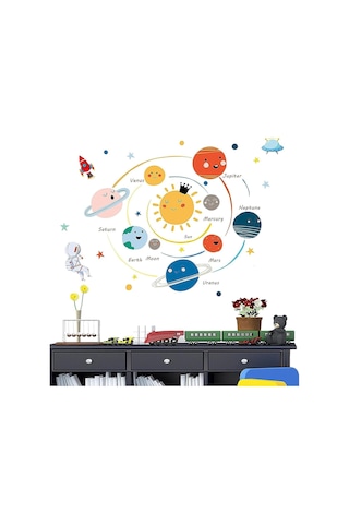 Joyzzz Gezegenler Duvar Sticker, Güneş Sistemi Duvar Çıkartmaları, Çocuk Duvar Çıkartmaları, Çıkarılabilir D