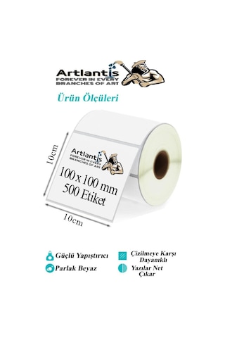 100x100 Mm Barkod Etiketi Yapışkanlı 6 Adet Rulo Etiket Termal Barkot Terazi Etiketi 500 Lü Barkod Yazıcılara 10x10cm 6 Rulo
