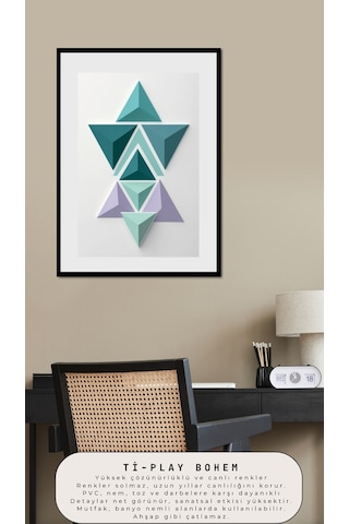 Bohem Tablo Soyut Üçgenler, Geometrik, Soyut Üçgenler Bohem Duvar Sanatı Çerçevesiz Poster