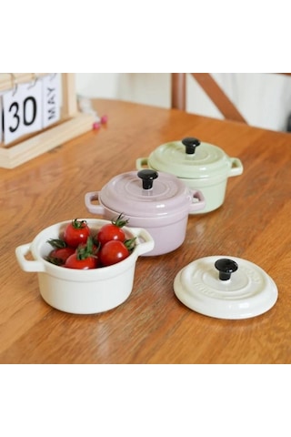 200ml Seramik Kahvaltı Kasesi Kapaklı Ramekinler Fırına Uygun Krem Brulee, Mini Güveç Sufle Kapağı Ve Fransız Soğan Çorbası İçin Sap Mor