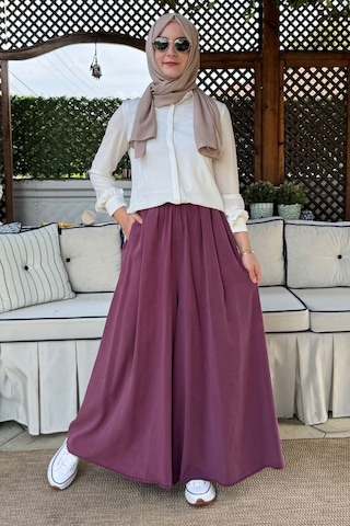 Rabia Şamlı Vera Etekli Pantolon Bordo Normal