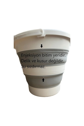 2'li Set Katlanabilir Çamaşır Sepeti Katlanabilir Akordiyon Su Kovası Yeni Nesil Temizlik Seti Beyaz - Gri